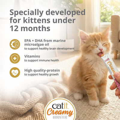 Catit Creamy Booster Tuna Kitten Treats - developed for kittens under 12 months - PetMax Canada