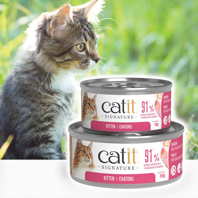 Catit Signature Kitten Chicken Pâté in Bone Broth Wet Cat Food - Kitten with 85 g and 156 g Cans - PetMax Canada