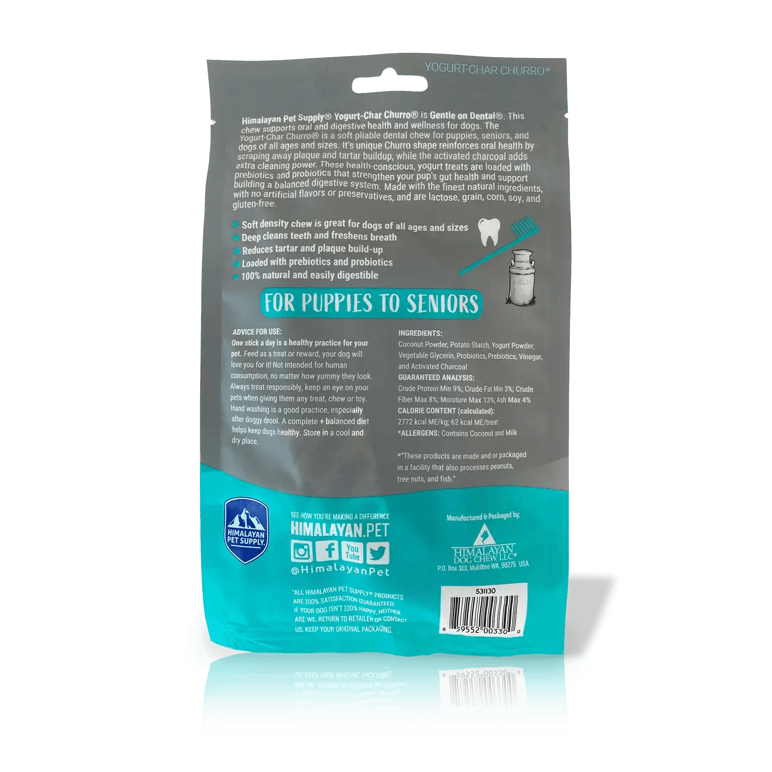 Himalayan Dog Chew Yogurt Char Churro Dog Treats - 4 Pack - Dog Treats - Himalayan Pet Supply - PetMax Canada