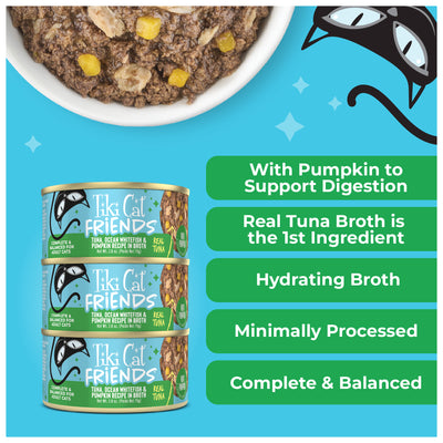 Tiki Cat Aloha Friends Tuna, Ocean Whitefish & Pumpkin Recipe in Broth Wet Cat Food - Product Highlights 3 - Tiki Cat - PetMax Canada