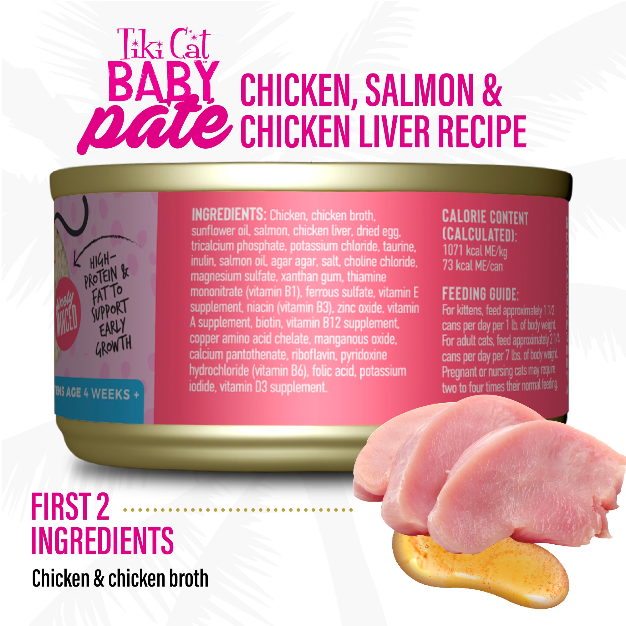 Tiki Cat Baby Pâté Chicken, Salmon & Chicken Liver Recipe Wet Kitten Food - Product Highlights 1 - Tiki Cat - PetMax Canada