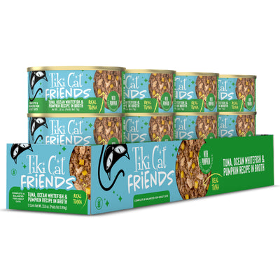 Tiki Cat Aloha Friends Tuna, Ocean Whitefish & Pumpkin Recipe in Broth Wet Cat Food - Case of 12 - Tiki Cat - PetMax Canada