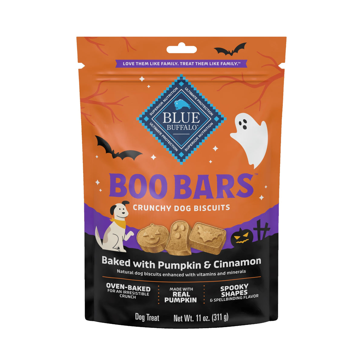 Blue Buffalo Boo Bars Halloween Dog Treats Pumpkin & Cinnamon - 311g - Dog Treats - Blue Buffalo - PetMax Canada