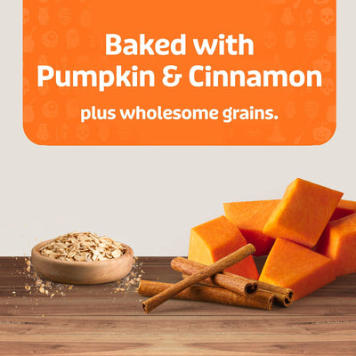 Pumpkin, cinnamon and wholesome grains in Blue Buffalo Boo Bars dog treats - PetMax Canada