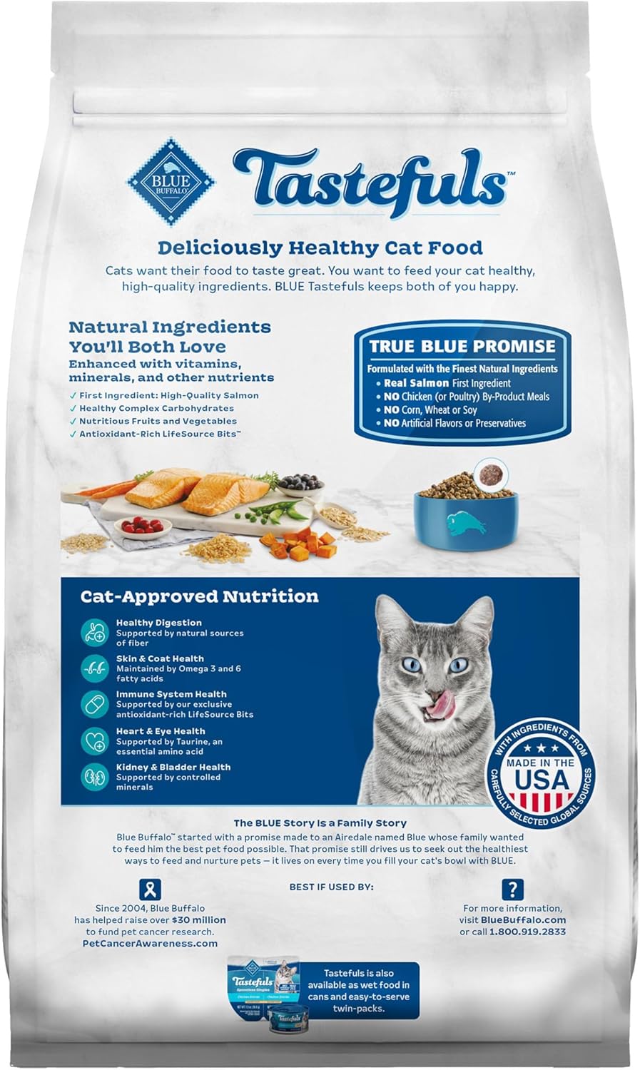 Blue Buffalo Tastefuls Indoor Salmon & Brown Rice Adult Dry Cat Food - Image 2 - Blue Buffalo - PetMax Canada