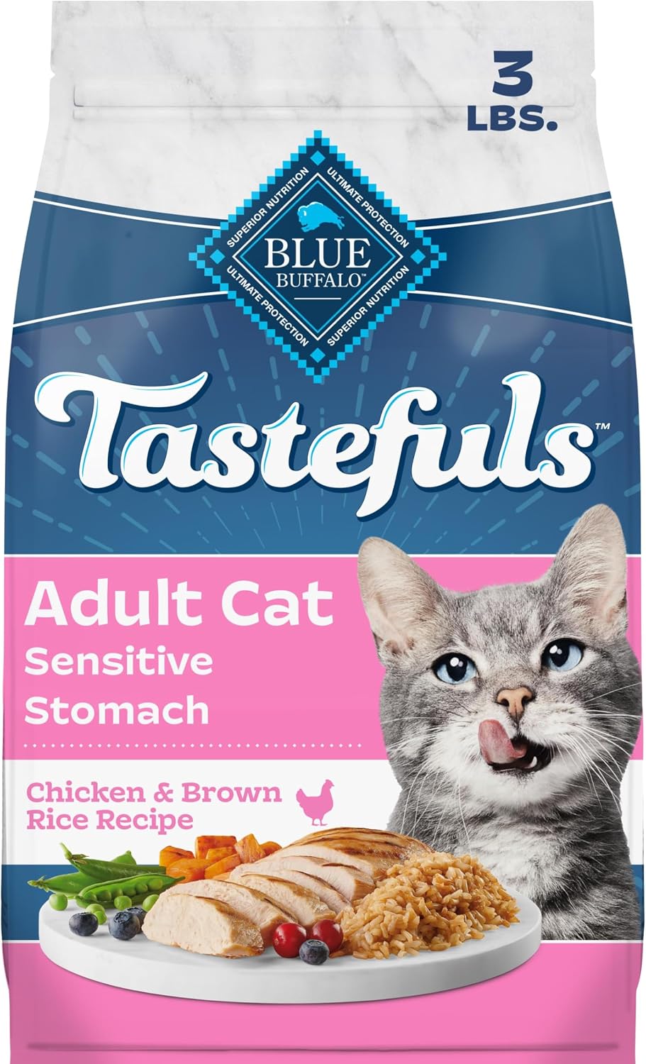 Blue Buffalo Tastefuls Sensitive Stomach Chicken & Brown Rice Adult Dry Cat Food - Blue Buffalo - PetMax Canada