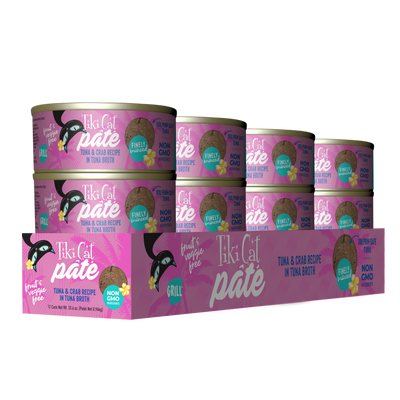 Tiki Cat Grill Pâté Tuna & Crab Recipe in Tuna Broth Wet Cat Food - Case of 12 - Tiki Cat - PetMax Canada