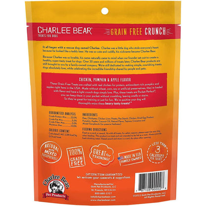 Charlee Bear Grain Free Crunch Chicken, Pumpkin & Apple Dog Treats - 8oz - Dog Treats - Charlee Bear - PetMax Canada