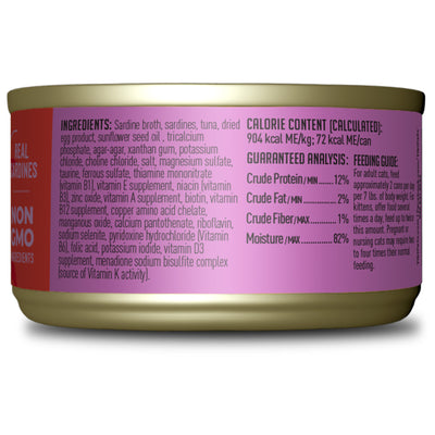 Tiki Cat Grill Pâté Sardines Recipe in Sardine Broth Wet Cat Food - Back of Pack Nutrition Info - Tiki Cat - PetMax Canada