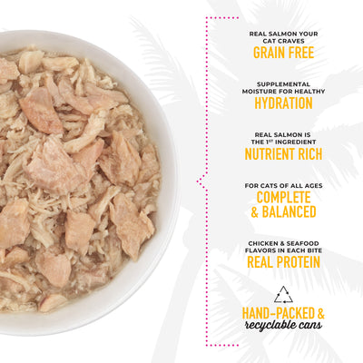 Tiki Cat Luau Wild Salmon & Chicken Recipe in Chicken Consommé Wet Cat Food - Product Highlights 4 - Tiki Cat - PetMax Canada
