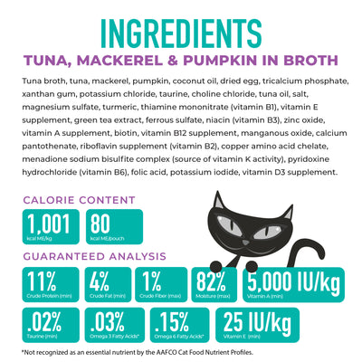 Tiki Cat Silver Mousse with Tuna, Mackerel & Pumpkin in Broth Wet Cat Food - Product Highlights 1 - Tiki Cat - PetMax Canada