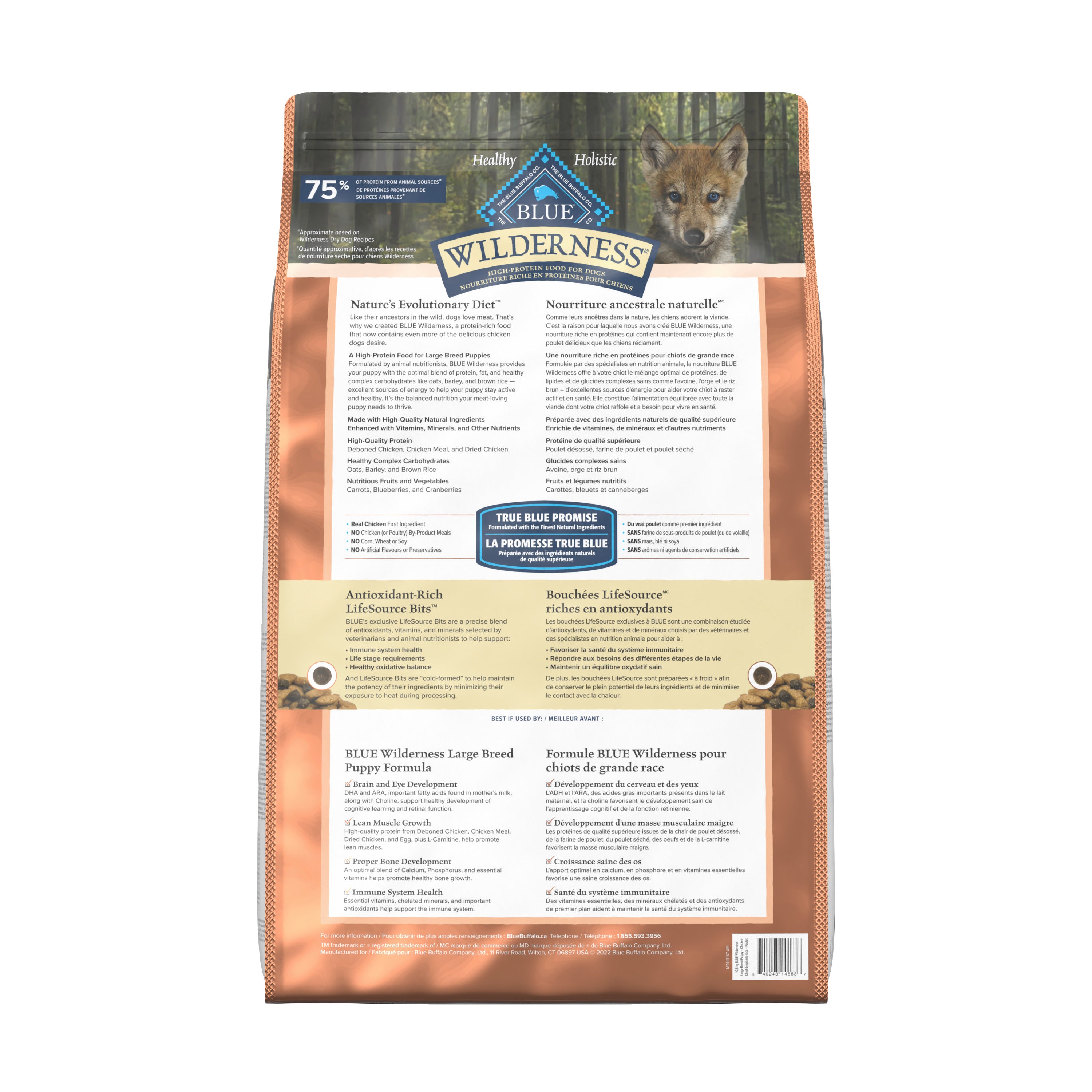 Blue Buffalo Wilderness More Meat & Wholesome Grains Natural Dry Dog Food Large Breed Puppy Chicken - Image 3 - Blue Buffalo - PetMax Canada