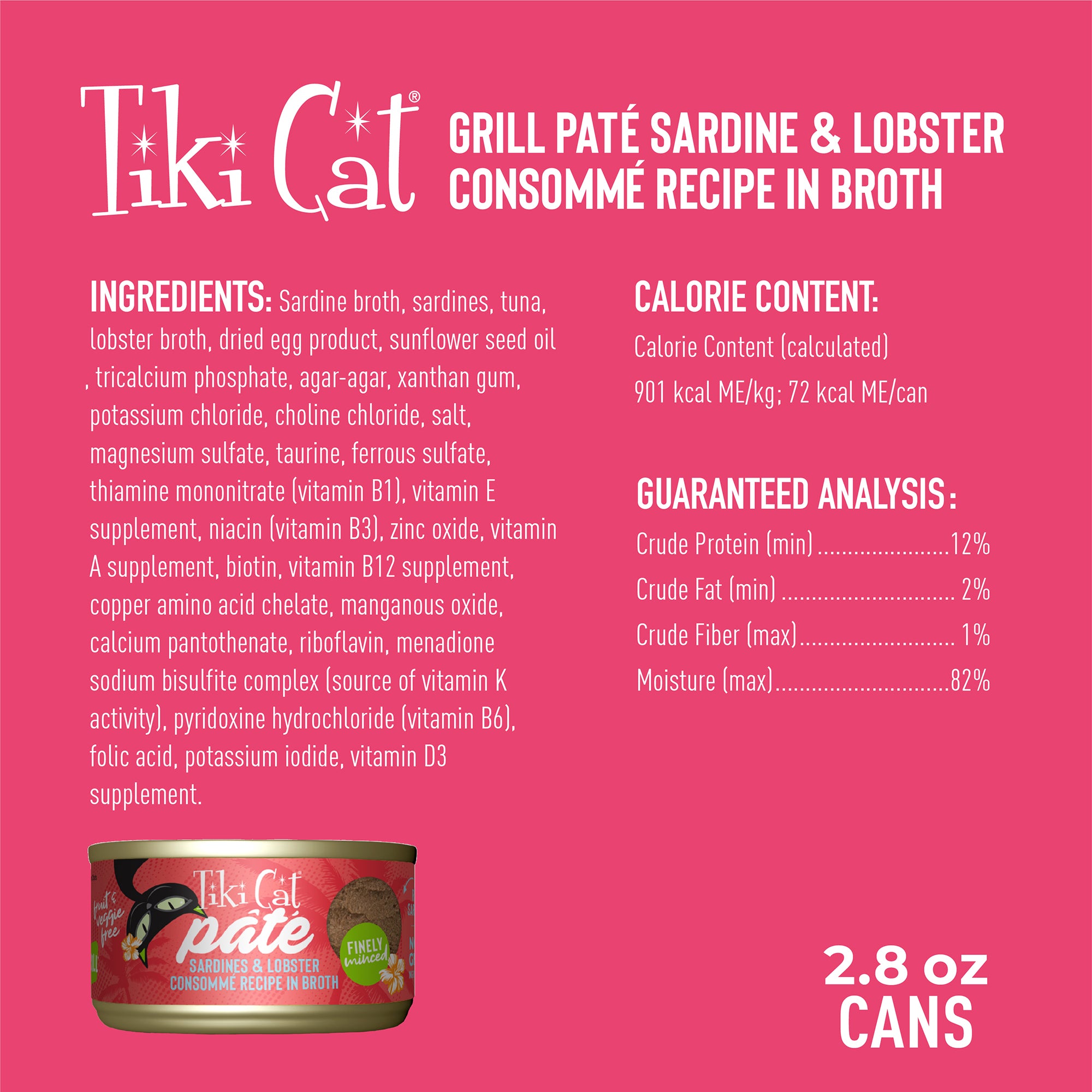 Tiki Cat Grill Pâté Sardines & Lobster Consommé Recipe in Broth Wet Cat Food - Product Highlights 2 - Tiki Cat - PetMax Canada