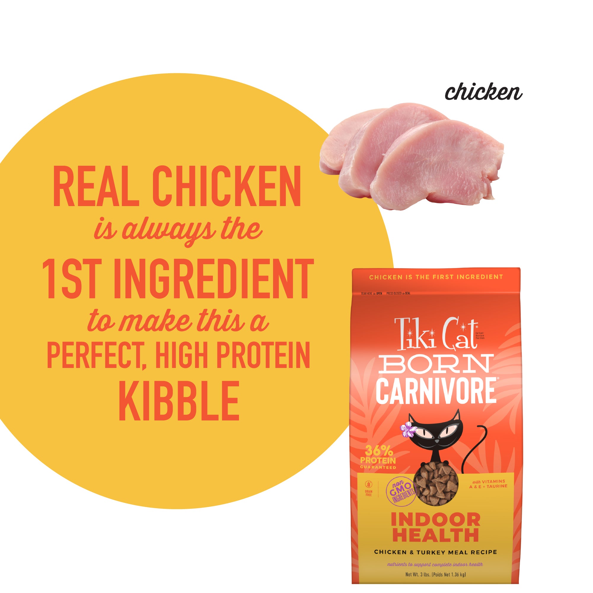 Tiki Cat Born Carnivore Indoor Health Chicken & Turkey Meal Recipe Dry Cat Food - Product Highlights 6 - Tiki Cat - PetMax Canada