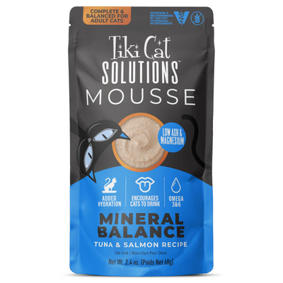 Tiki Cat Solutions Mousse Mineral Balance Tuna & Salmon Recipe Wet Cat Food - Front of Pouch - Tiki Cat - PetMax Canada