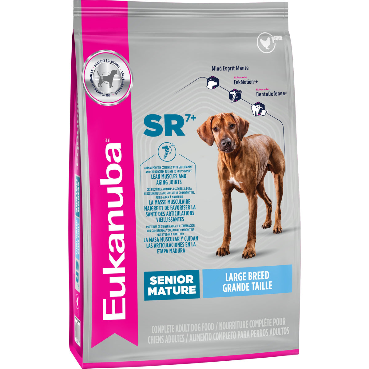 Eukanuba Senior Large Breed Dry Dog Food front of bag, right view - 15 Kg - Dog Food - Eukanuba - PetMax Canada