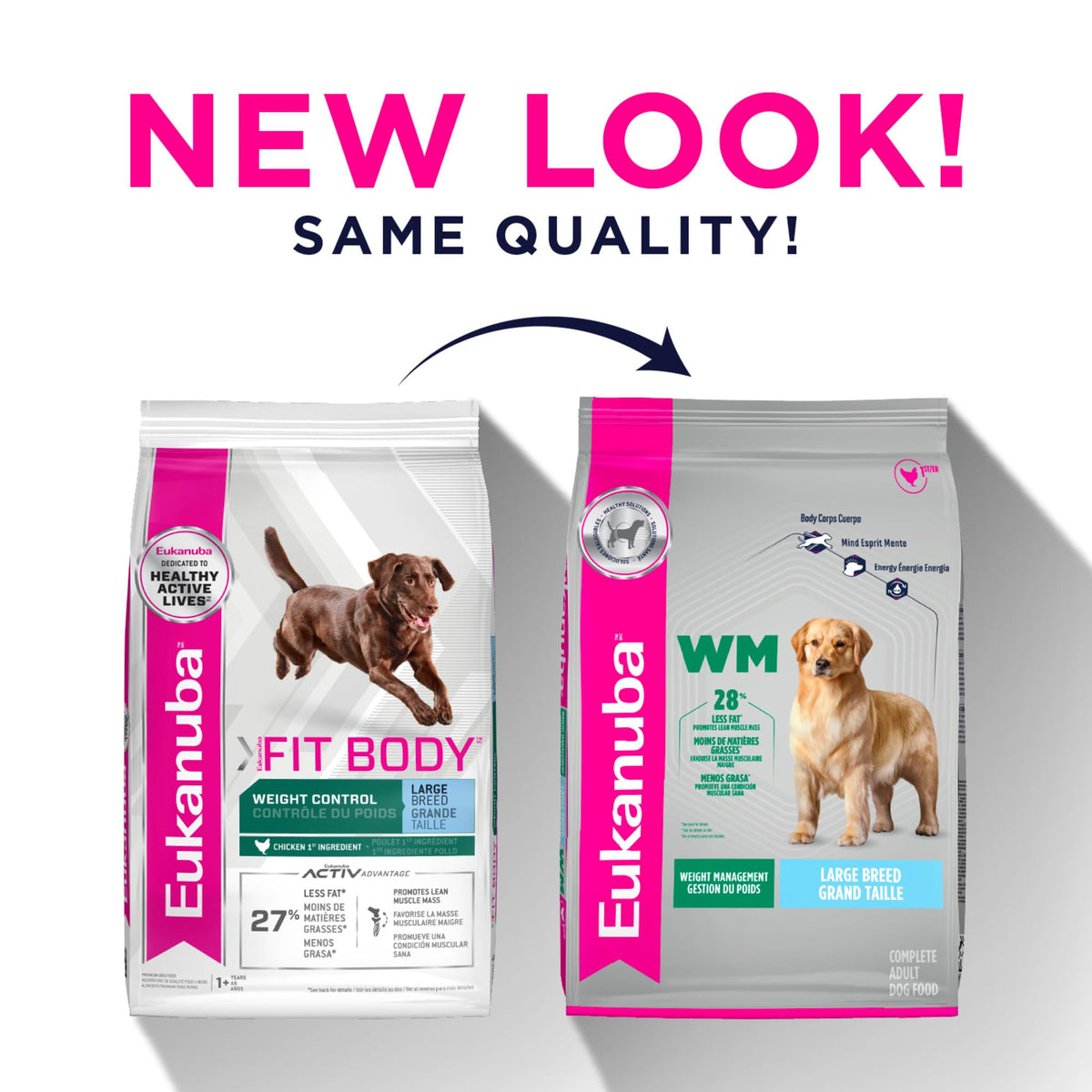 New look, same quality - Eukanuba Fit Body Weight Control is now WM Weight Management Large Breed - PetMax Canada