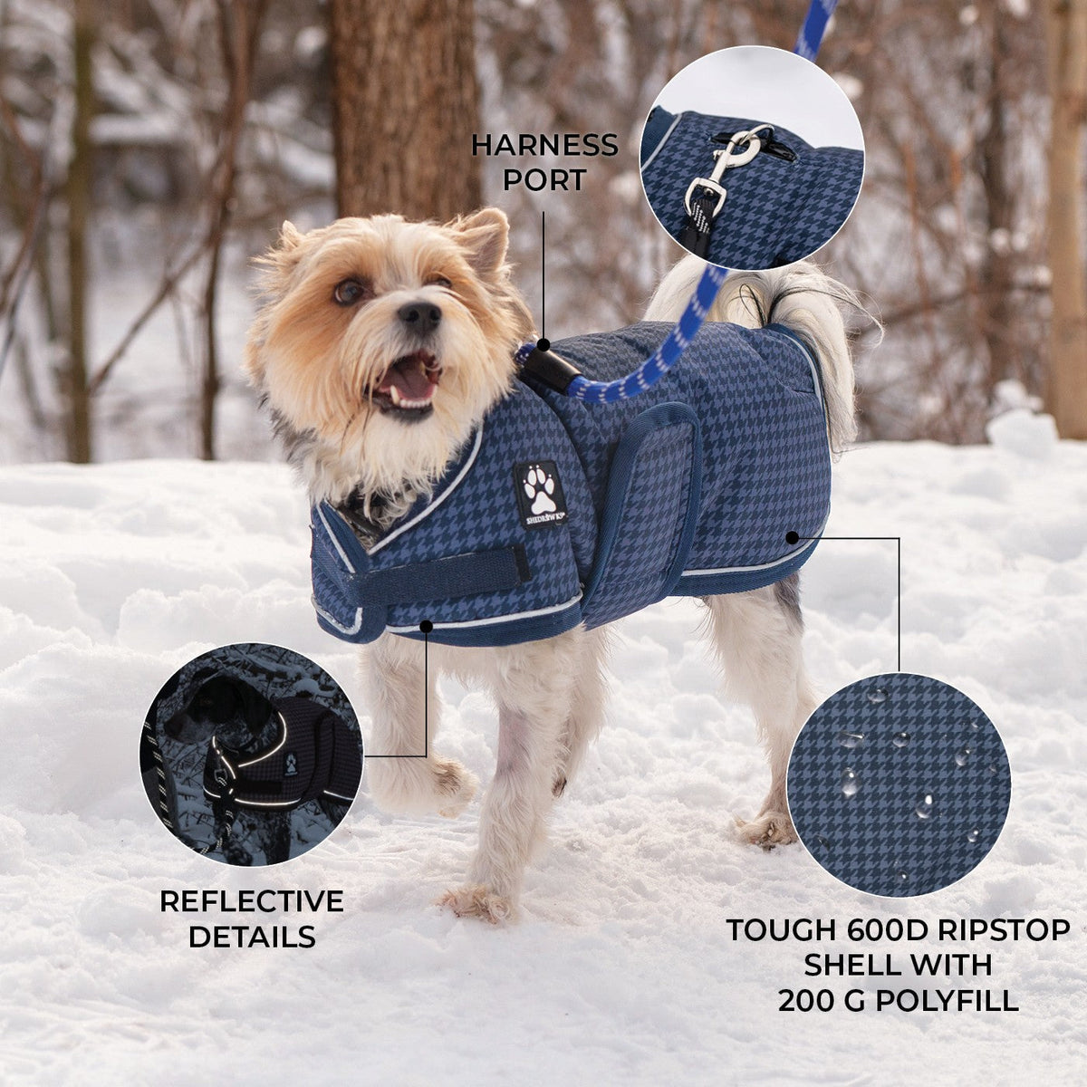 Shedrow K9 Expedition Dog Coat Blue Houndstooth - Coats - Shedrow K9 - PetMax Canada