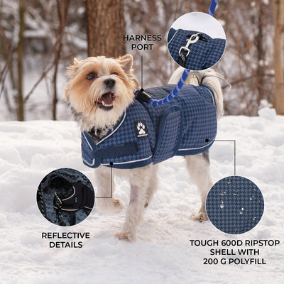 Shedrow K9 Expedition Dog Coat Blue Houndstooth - Coats - Shedrow K9 - PetMax Canada