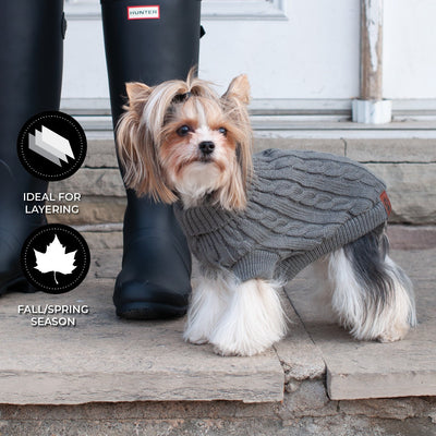 Shedrow K9 Brentwood Cable Knit Sweater Grey - Clothing - Shedrow K9 - PetMax Canada