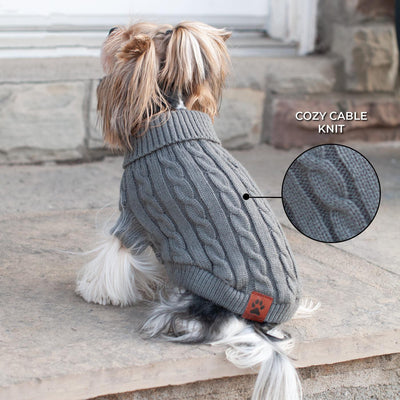 Shedrow K9 Brentwood Cable Knit Sweater Grey - Clothing - Shedrow K9 - PetMax Canada