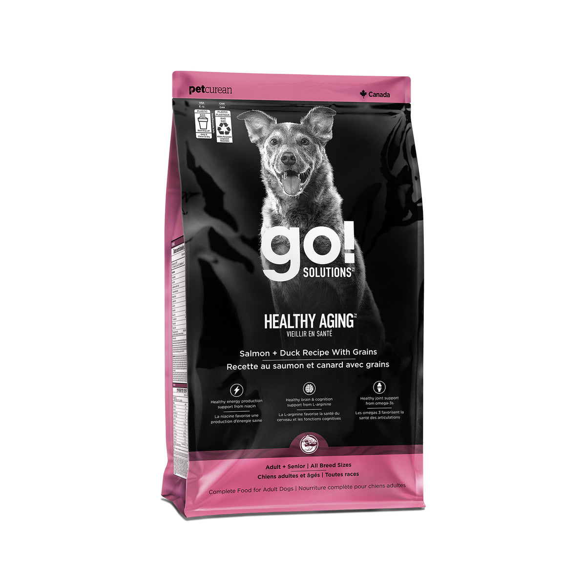 Go! Solutions Healthy Aging Salmon + Duck Recipe With Grains Dry Dog Food - Dry Dog Food - Go! Solutions - PetMax Canada