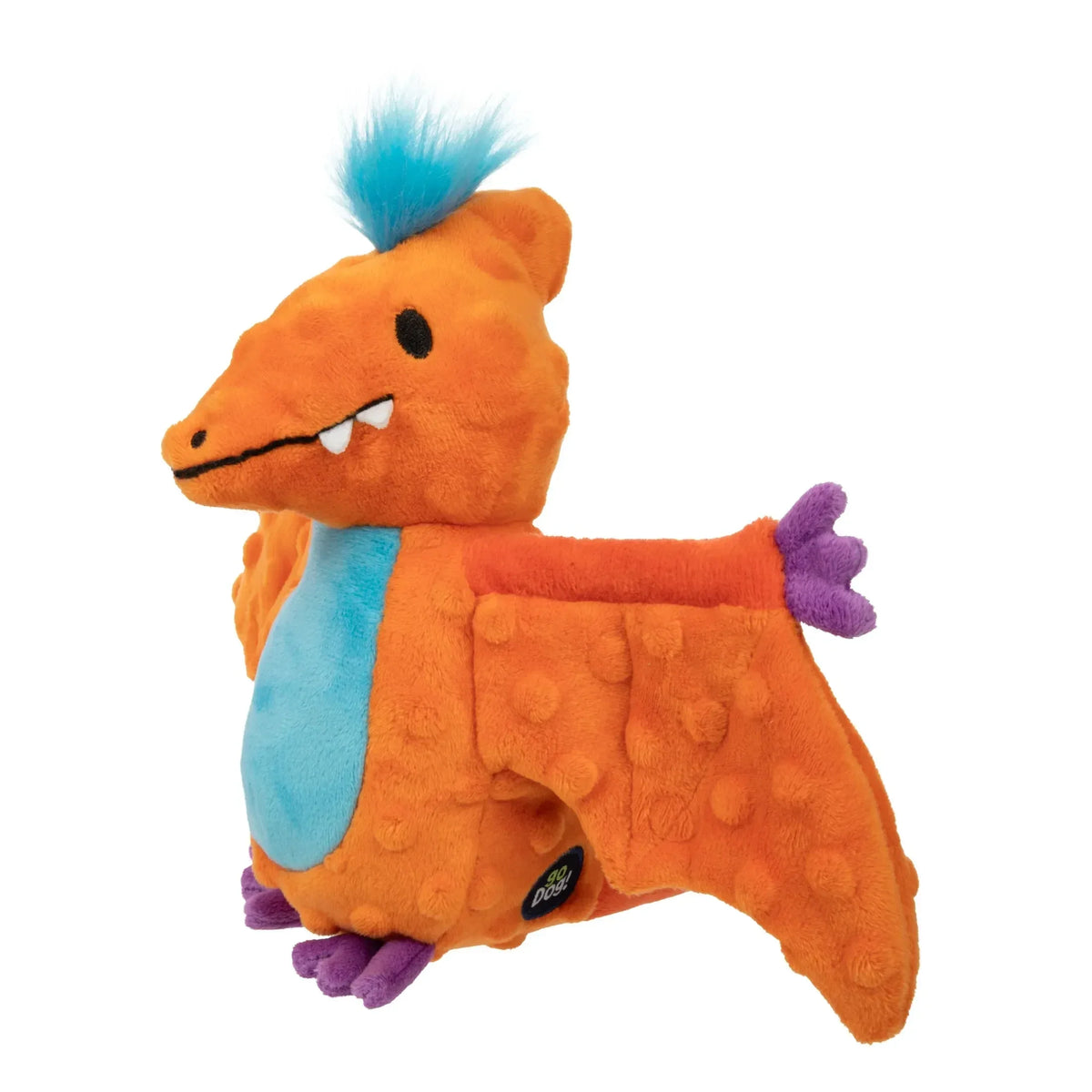 goDog Dinos Percy Pterodactyl Plush Dog Toy - side view - Dog Toy - goDog - PetMax Canada