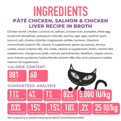 Tiki Cat Silver Pâté Chicken, Salmon & Chicken Liver Recipe in Broth Wet Cat Food - Product Highlights 1 - Tiki Cat - PetMax Canada