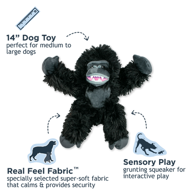 Tall Tails Plush Gorilla With Squeaker & Interior Rope Dog Toy