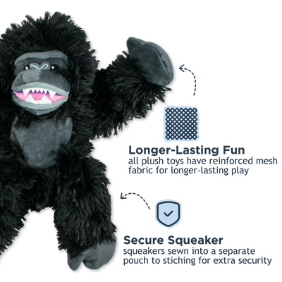 Tall Tails Plush Gorilla With Squeaker & Interior Rope Dog Toy