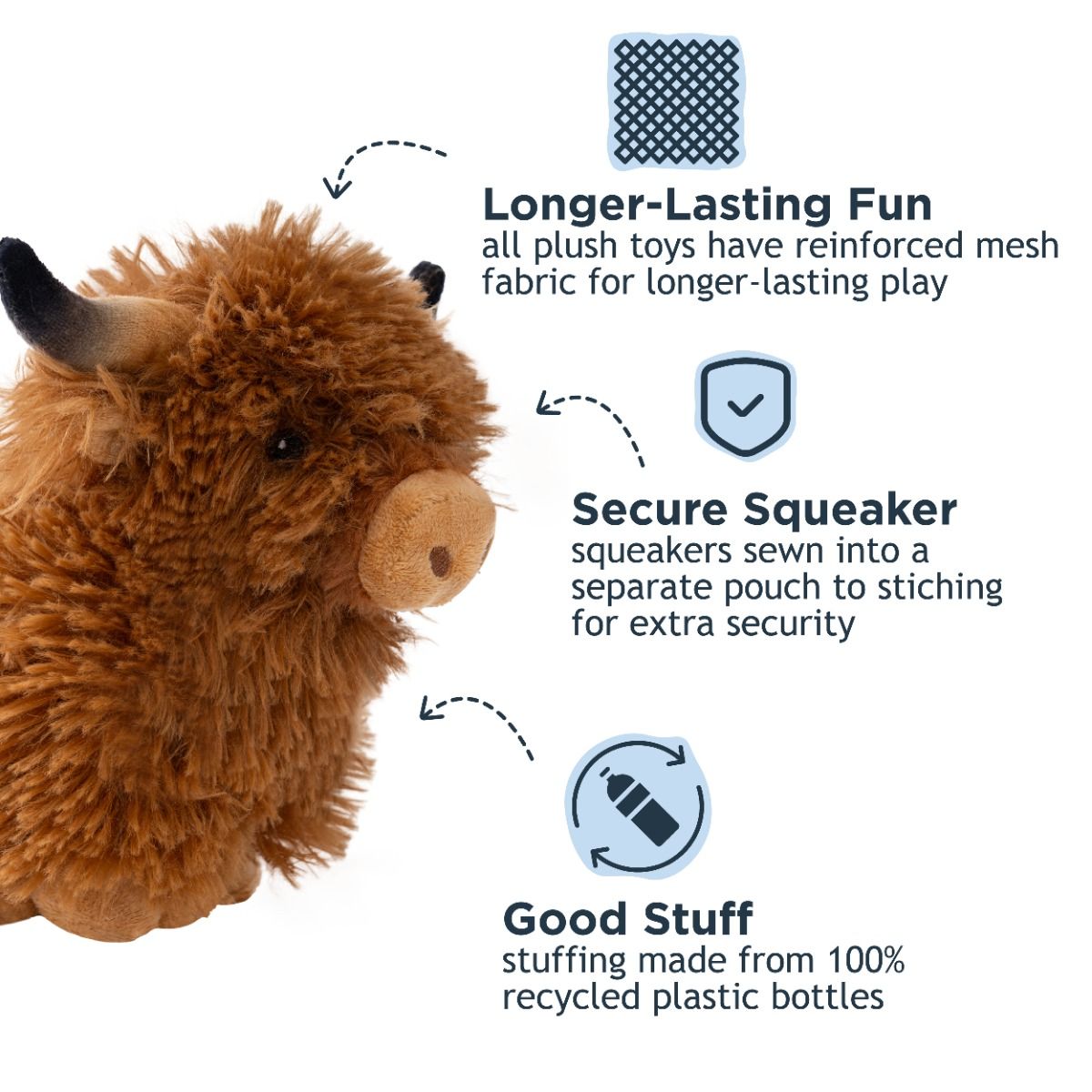 Tall Tails Plush Highland Cow Dog Toy