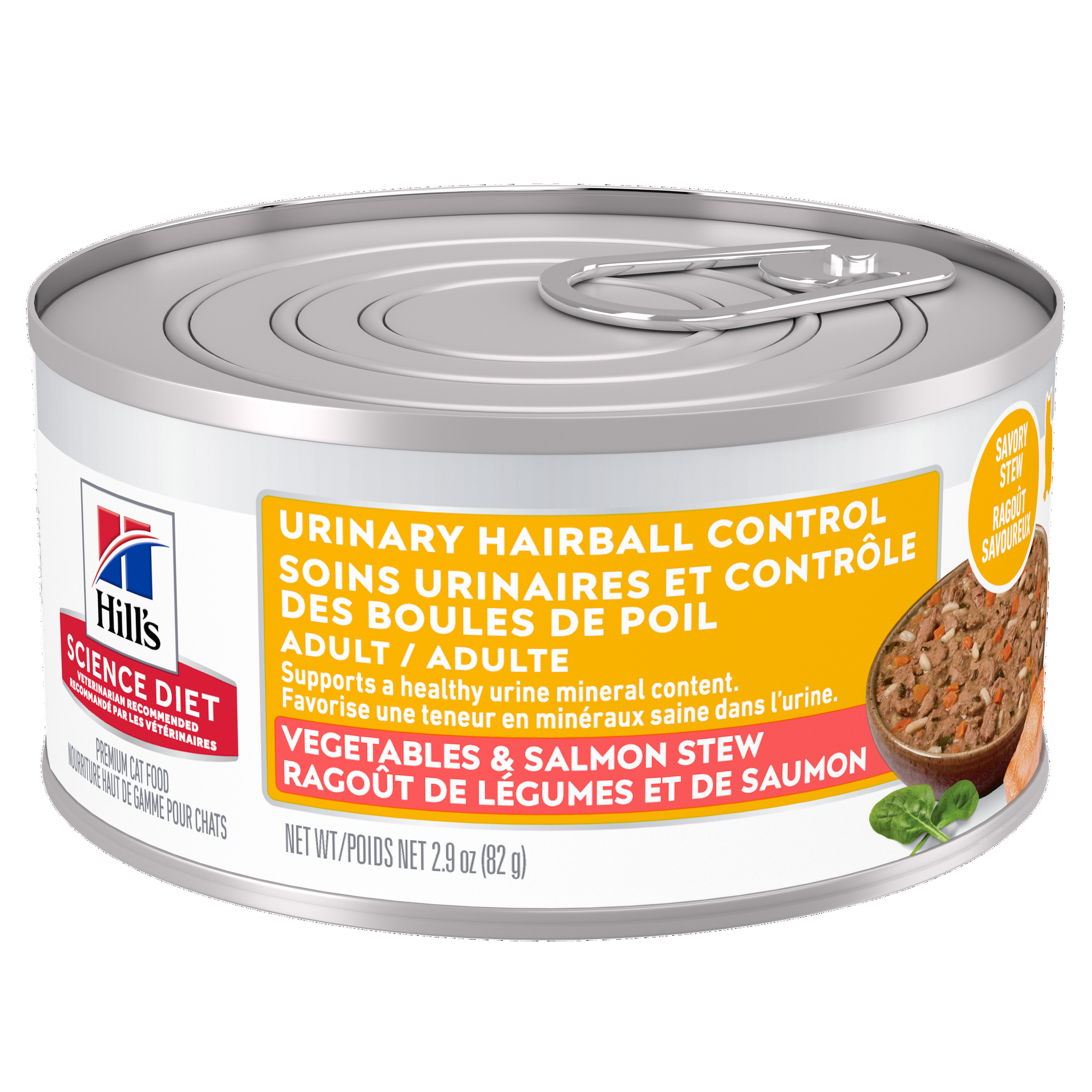 Hill's Science Diet Adult Urinary & Hairball Control Vegetables & Salmon Stew Canned Cat Food 82g