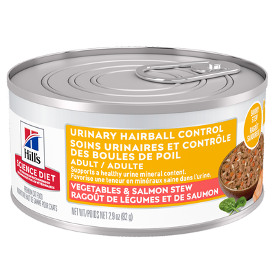 Hill's Science Diet Adult Urinary & Hairball Control Vegetables & Salmon Stew Canned Cat Food 82g