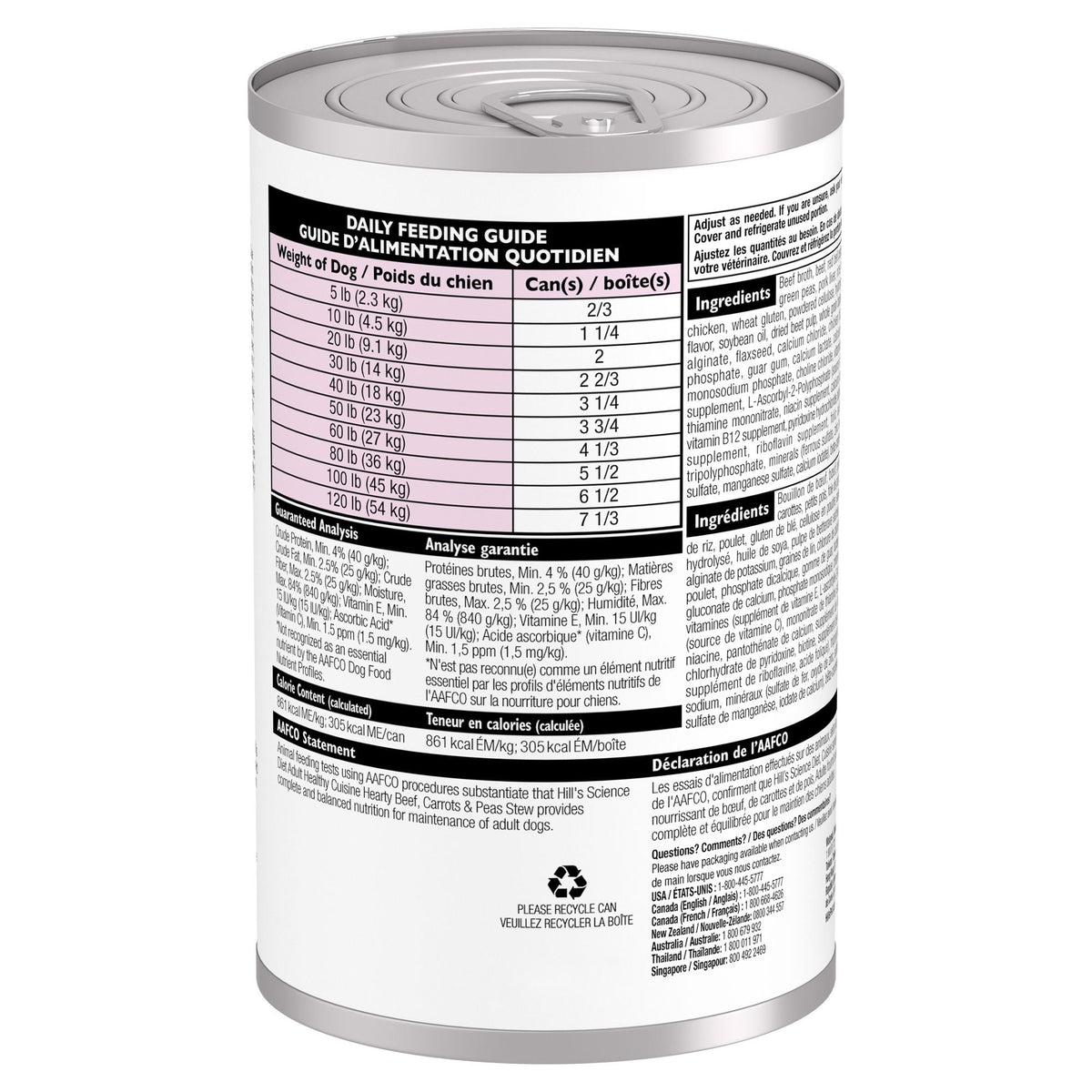 Hill's Science Diet Adult Healthy Cuisine Canned Dog Food, Hearty Beef, Carrots & Peas Stew