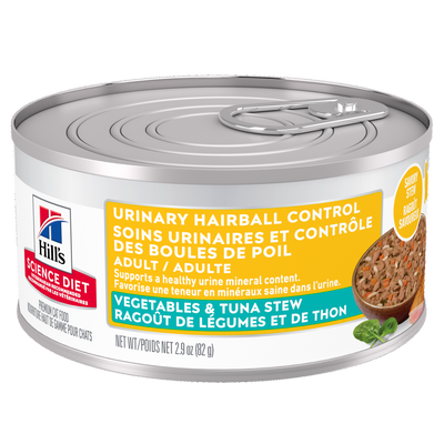 Hill's Science Diet Adult Urinary & Hairball Control Vegetables & Tuna Stew Canned Cat Food 82g
