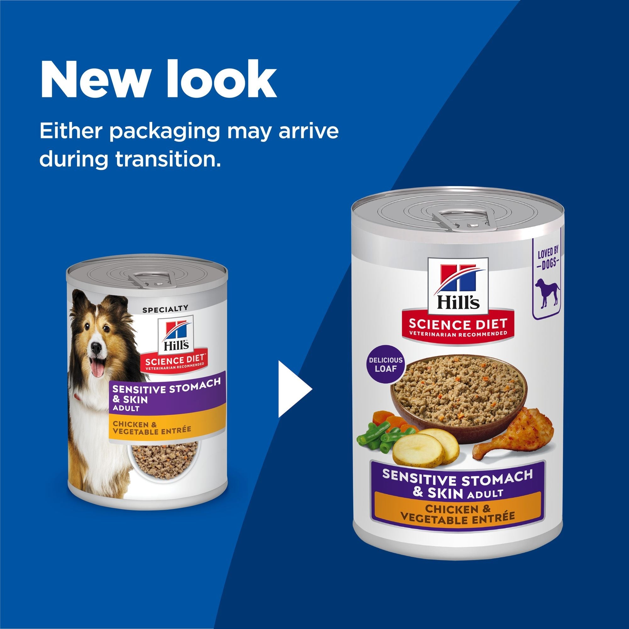 Hill's Science Diet Adult Sensitive Stomach & Skin Canned Dog Food, Chicken & Vegetable Entrée