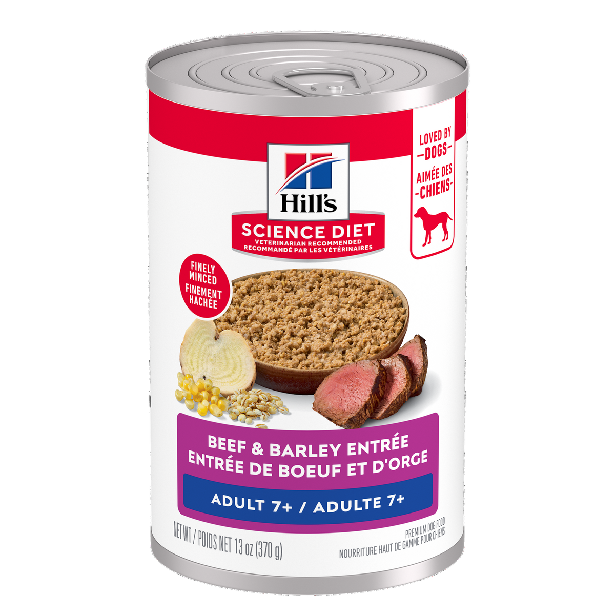 Hill's Science Diet Senior 7+ Canned Dog Food, Beef & Barley Entrée 370g