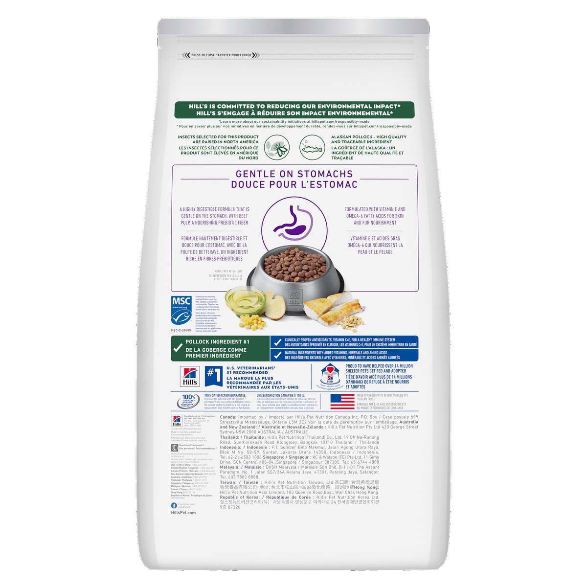 Hill's Science Diet Adult Sensitive Stomach & Skin Pollock Meal, Barley & Insect Meal Recipe Dry Dog Food