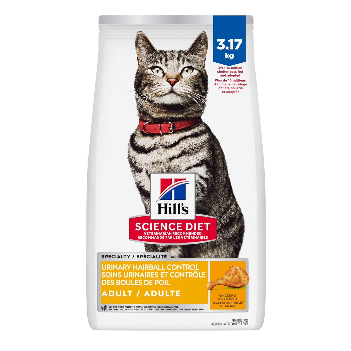 Hill's Science Diet Adult Urinary & Hairball Control Chicken Recipe Dry Cat Food 3.17Kg