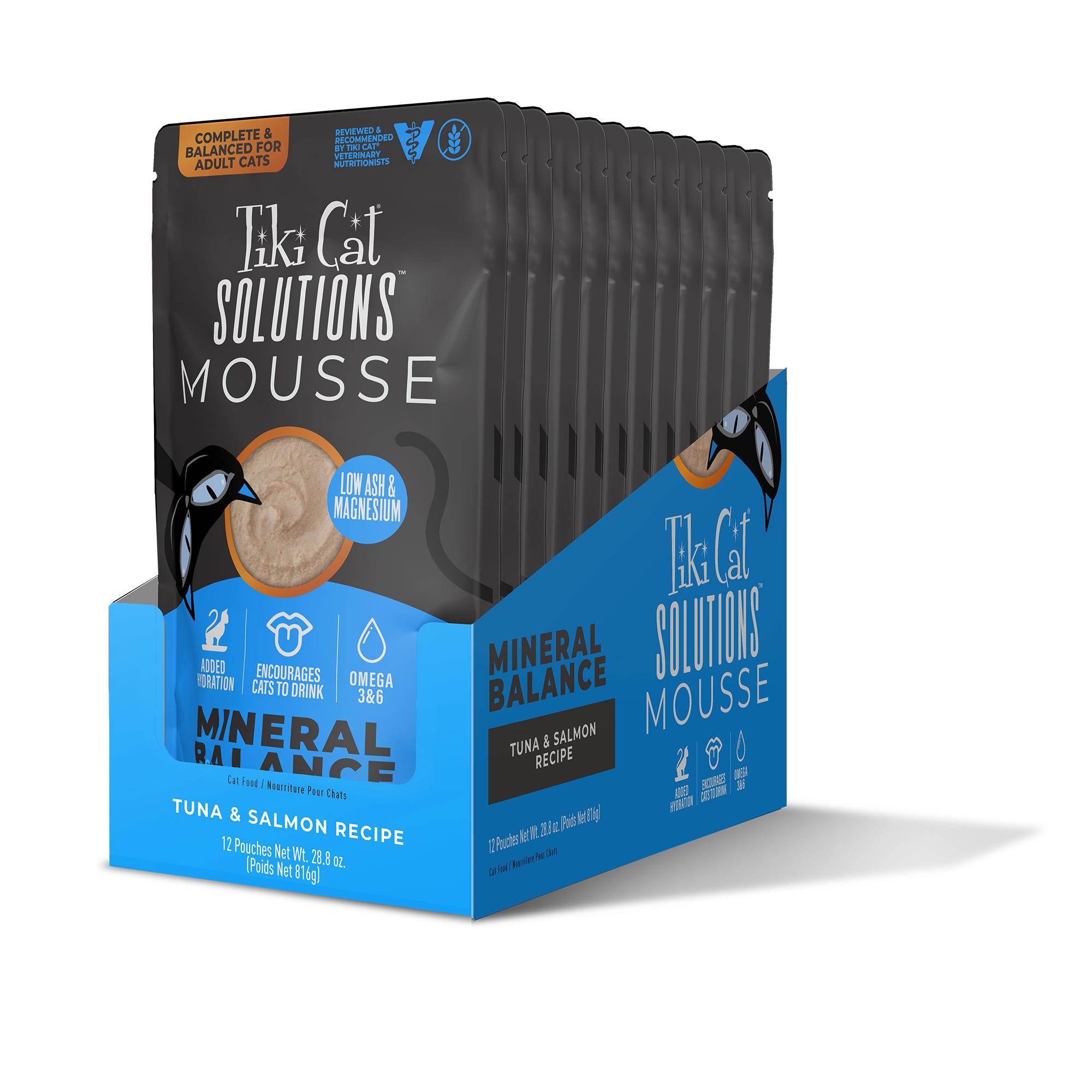 Tiki Cat Solutions Mousse Mineral Balance Tuna & Salmon Recipe Wet Cat Food - Case of 12 - Tiki Cat - PetMax Canada