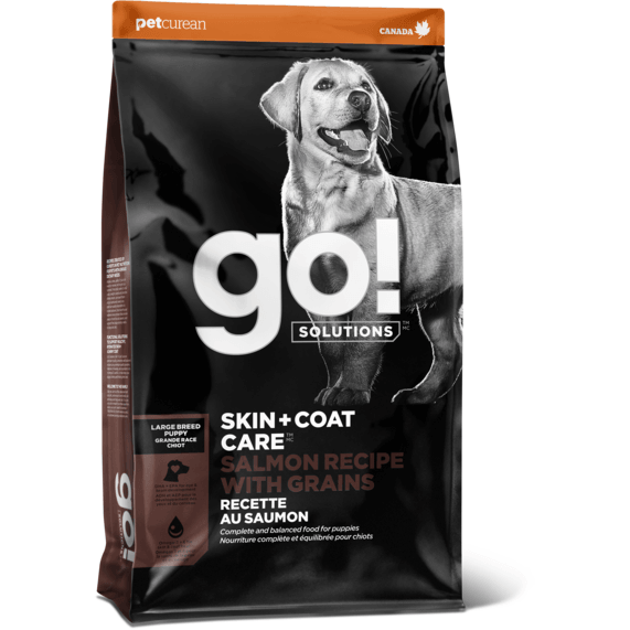 GO! SKIN + COAT CARE Salmon Recipe with grains for large breed puppies - 5.44 Kg - Dog Food - Go! - PetMax Canada