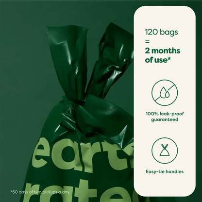 Earth Rated Unscented Easy-tie Handle Bags - 120 Bags - Waste Management - Earth Rated - PetMax Canada