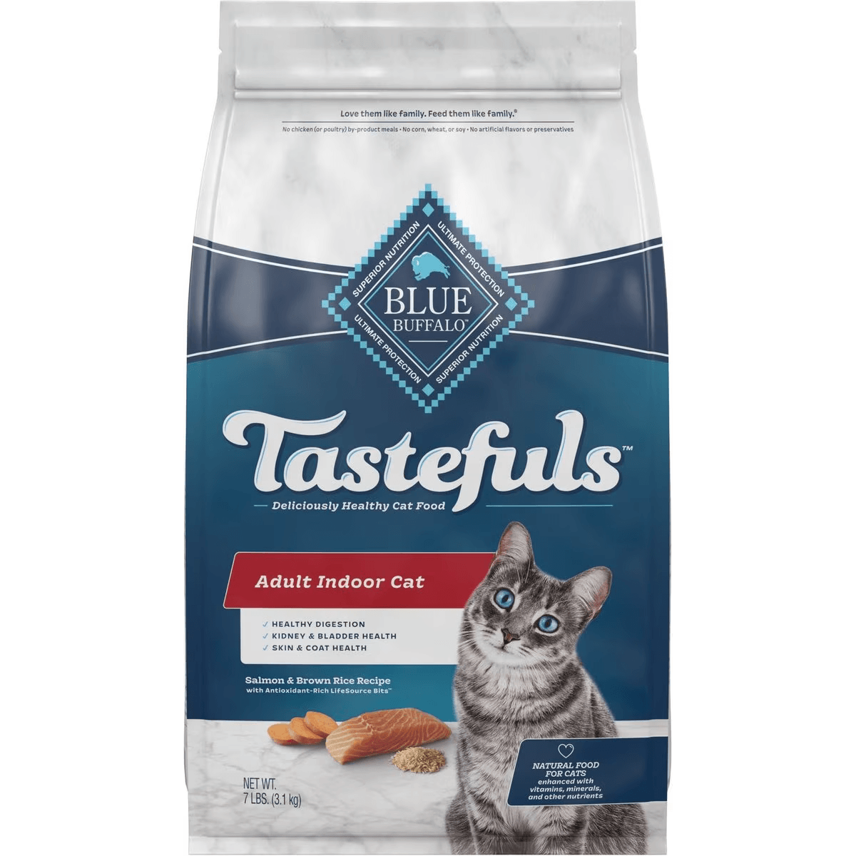 Blue Buffalo Tastefuls Indoor Natural Salmon & Brown Rice Adult Dry Cat Food - 6.8 Kg - Cat Food - Blue Buffalo - PetMax Canada