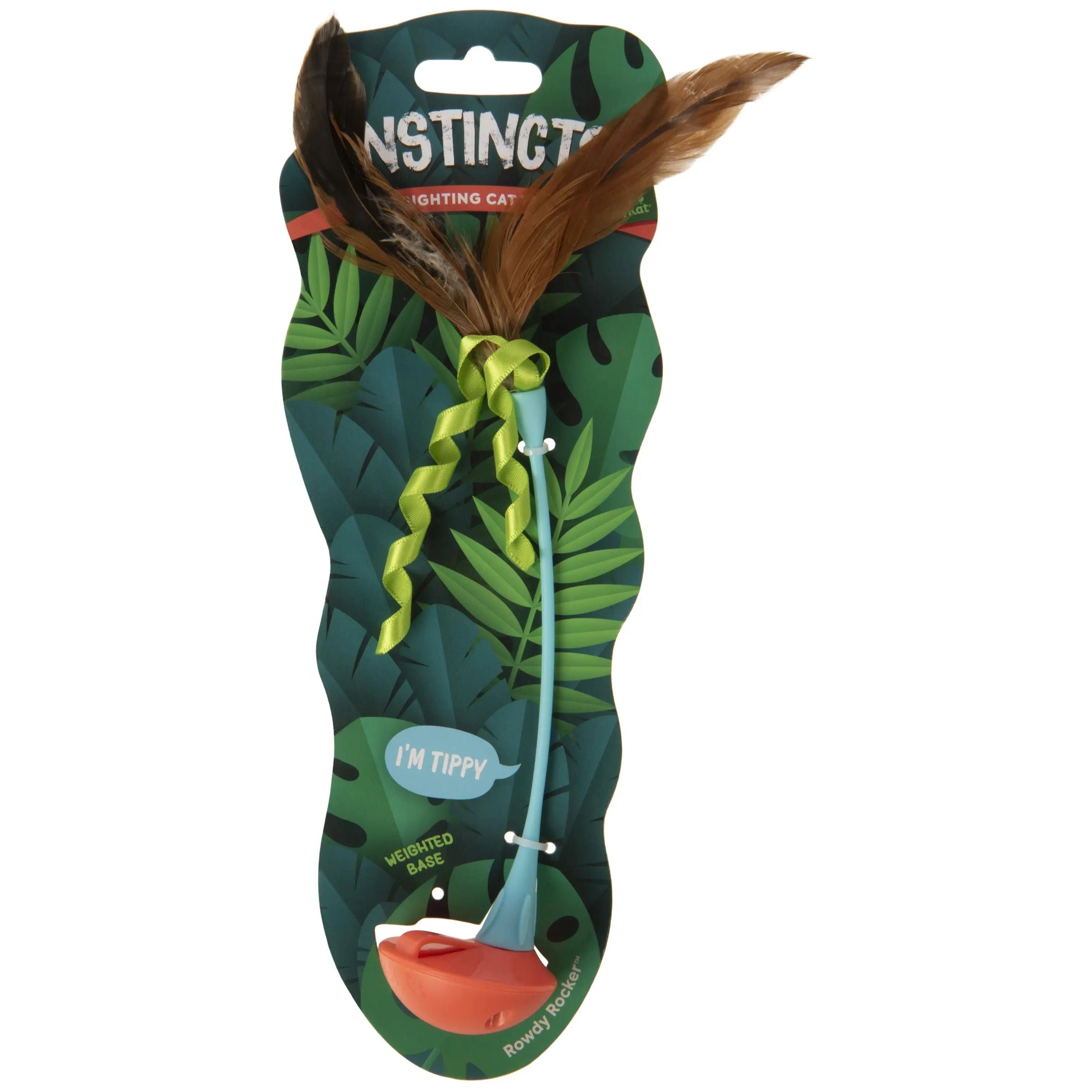 Instincts Cat Rowdy Rockerwand Toy with Feathers