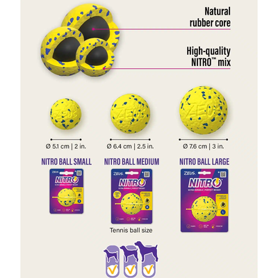 Zeus Nitro Weighted Ball With Rubber Core Dog Toy