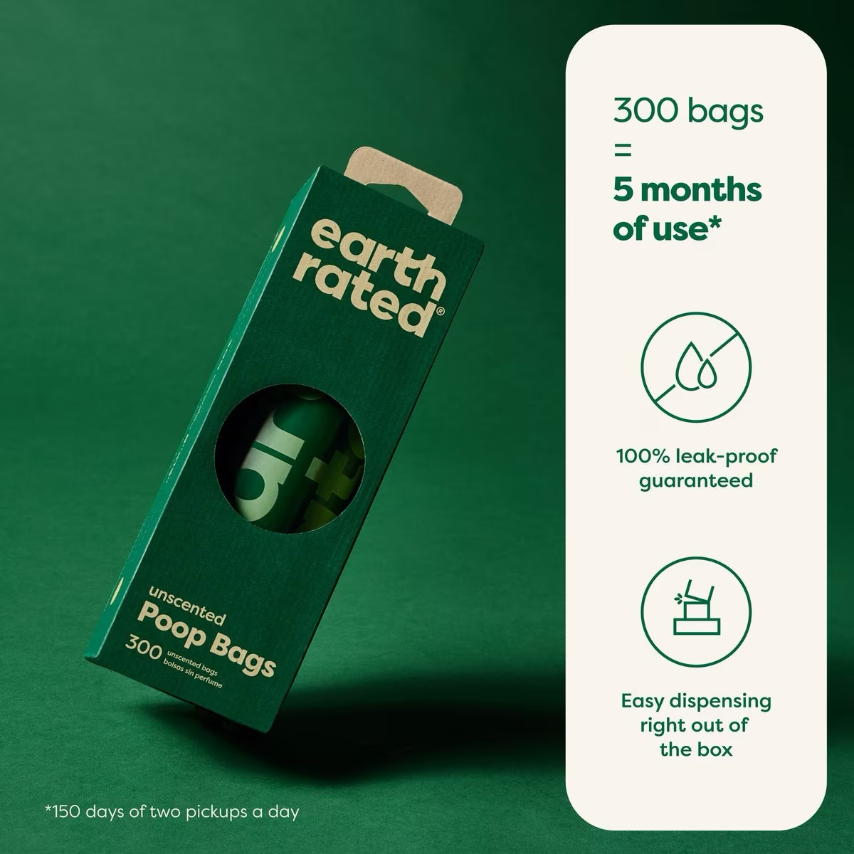 Earth Rated 300 Unscented Dog Waste Bags on a Single Roll  Waste Management  | PetMax Canada