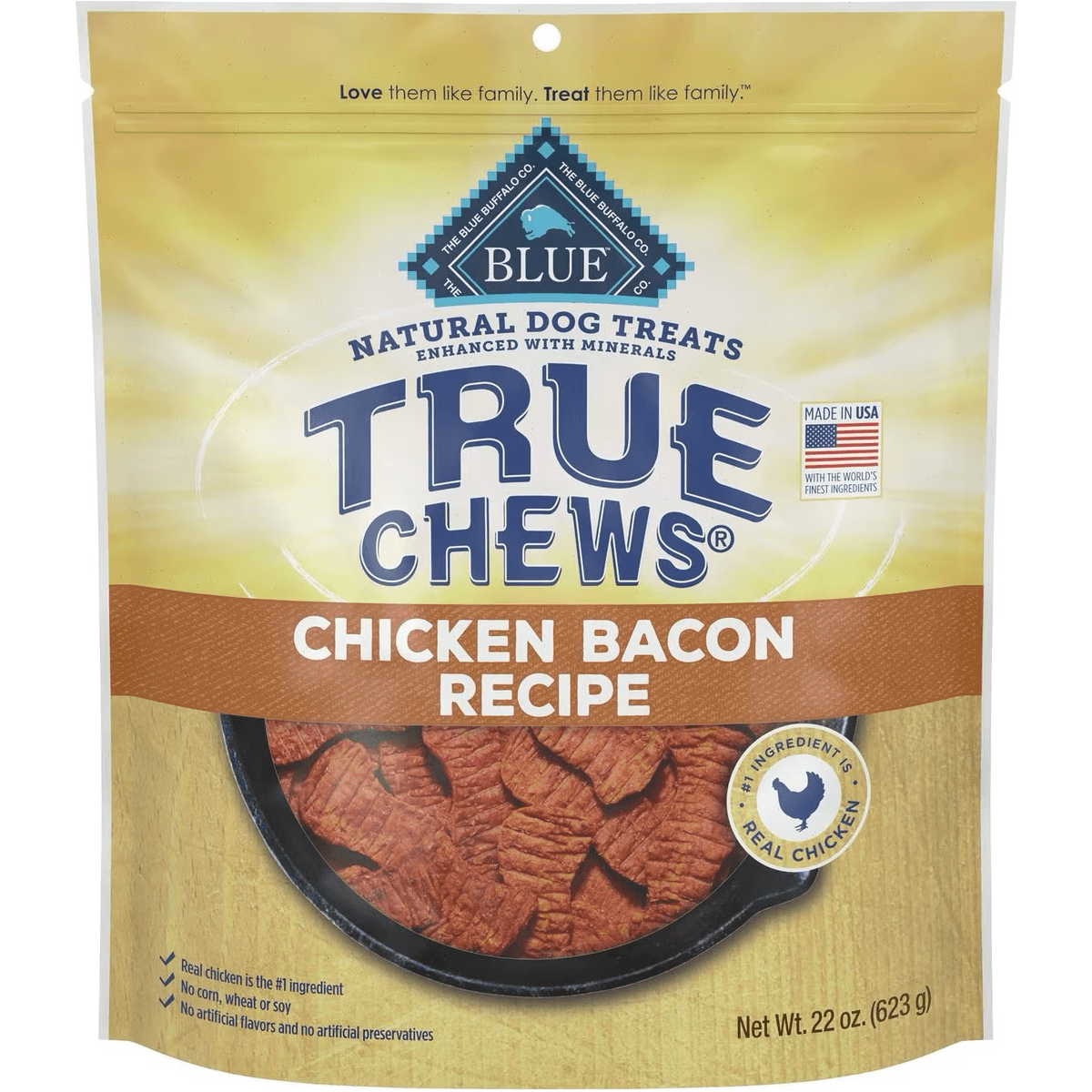 Blue True Chews Dog Treats Chicken Bacon - 340g - Dog Treats - Blue Buffalo - PetMax Canada
