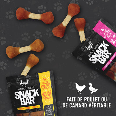 Dogit Snack Bar Dog Treats Chicken & Beefhide Drumsticks 3"