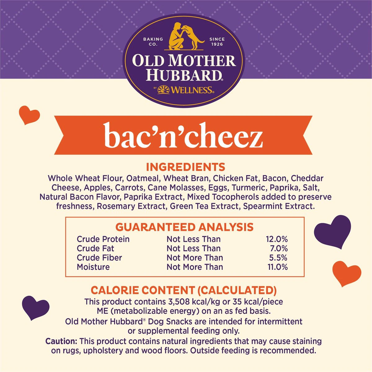 Old Mother Hubbard Classic Bac'N'Cheez Natural Oven-Baked Biscuits Dog Treats  Dog Treats  | PetMax Canada