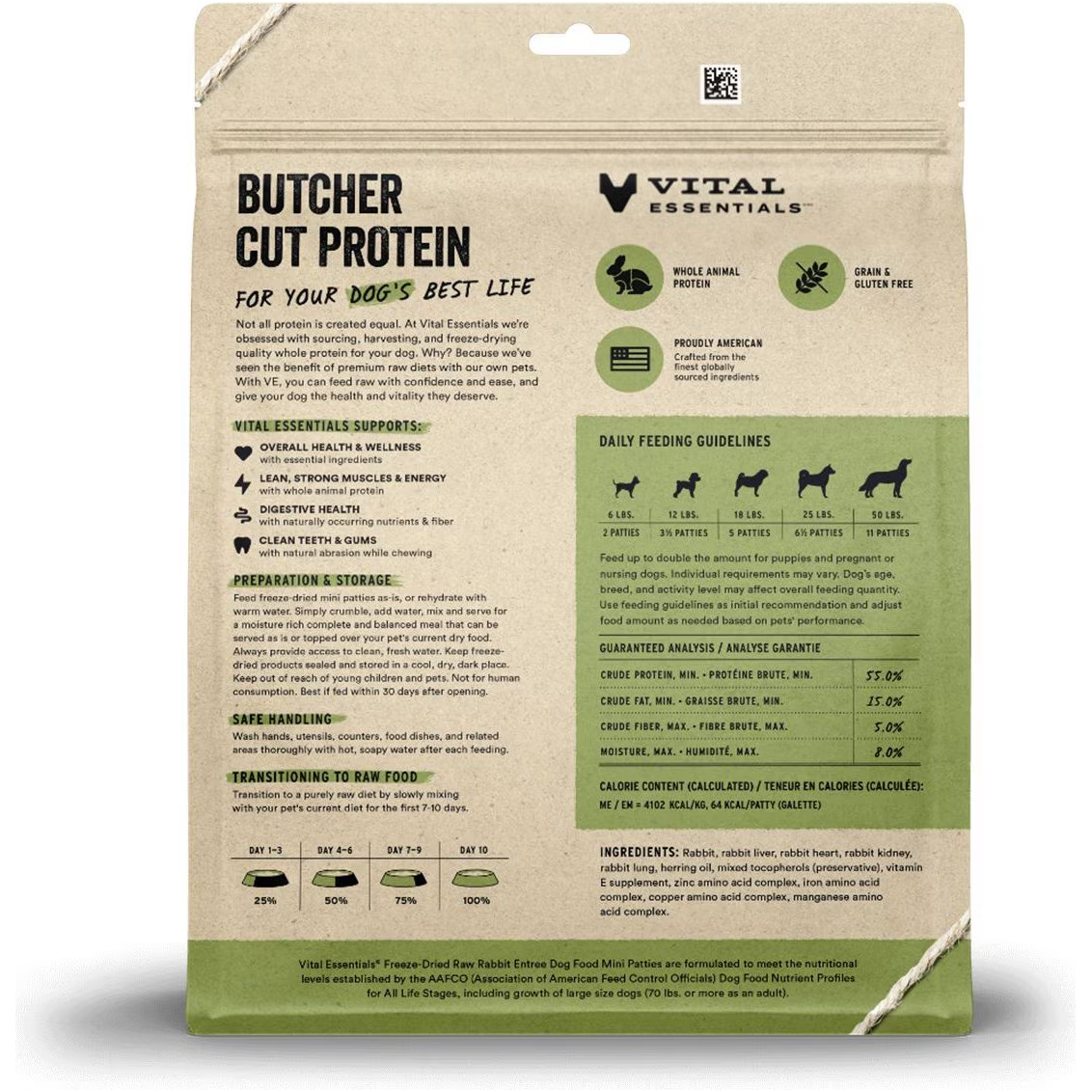 Vital Essentials Freeze Dried Raw Rabbit Mini Patties